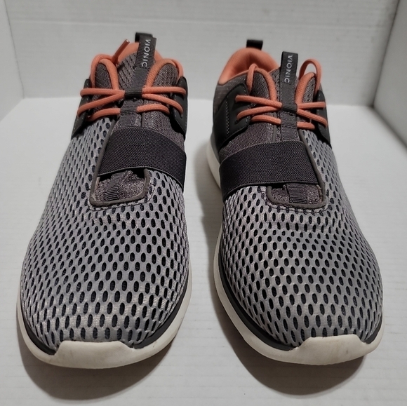 Vionic Coro Mesh Lace-Up Athletic Sneakers 12 Gray/Orange - Picture 4 of 9